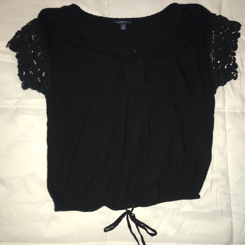 Black lace sleeve blouse